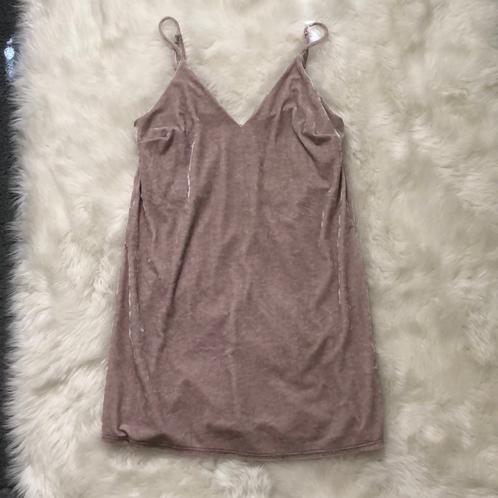 Blush crushed velvet shift dress